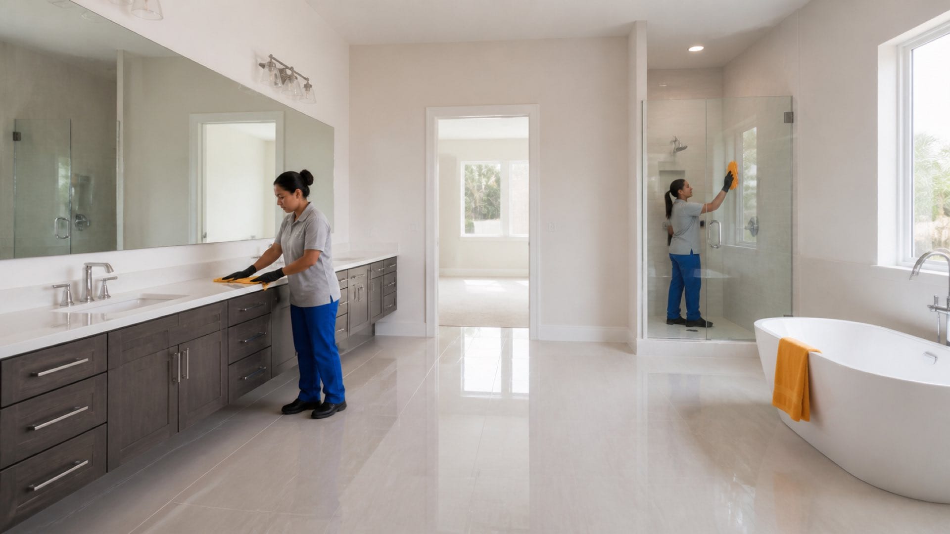 Empty bathroom sanitized for a move