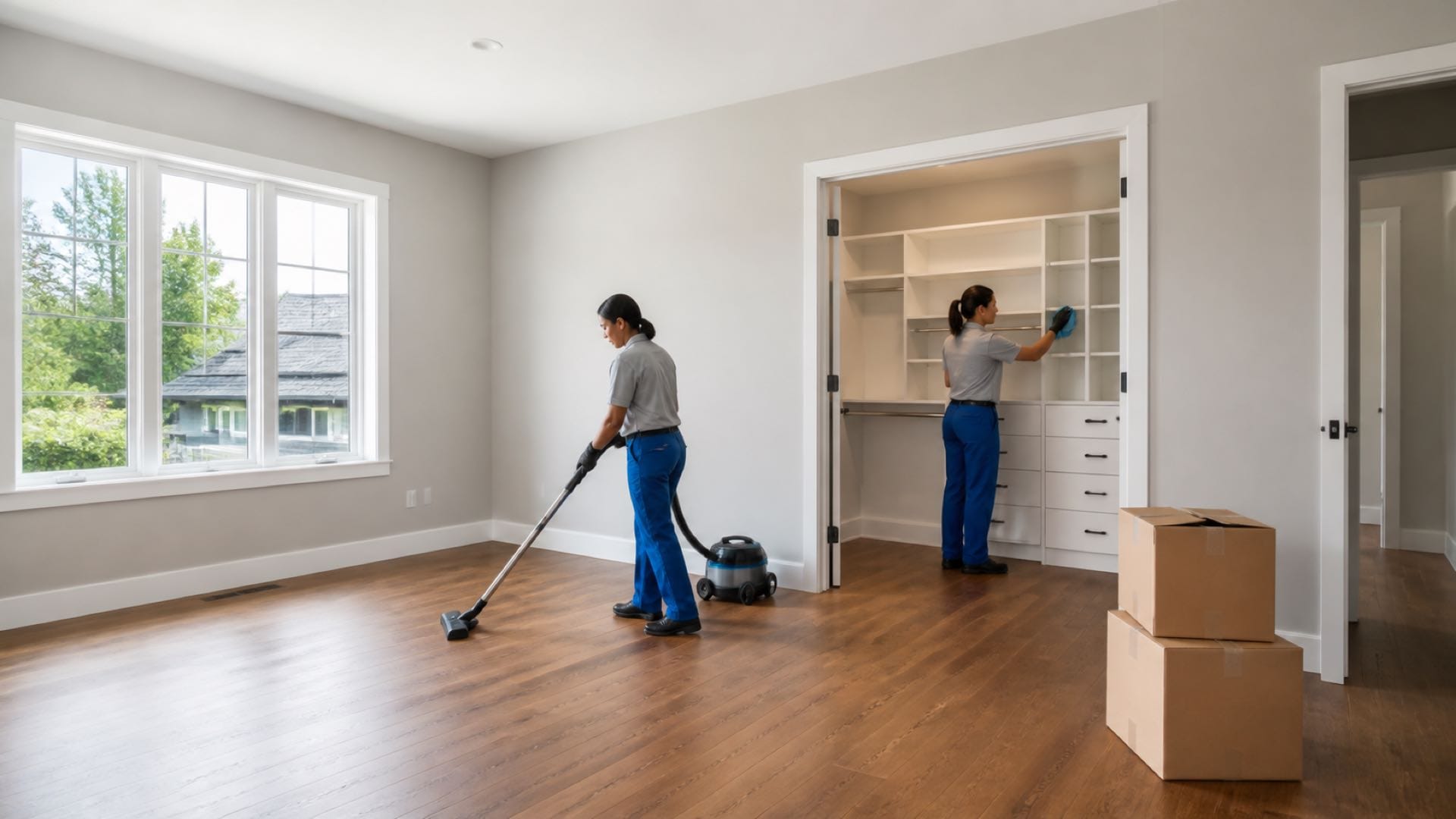 Bedroom closet detailed by DMC Cleaning Service