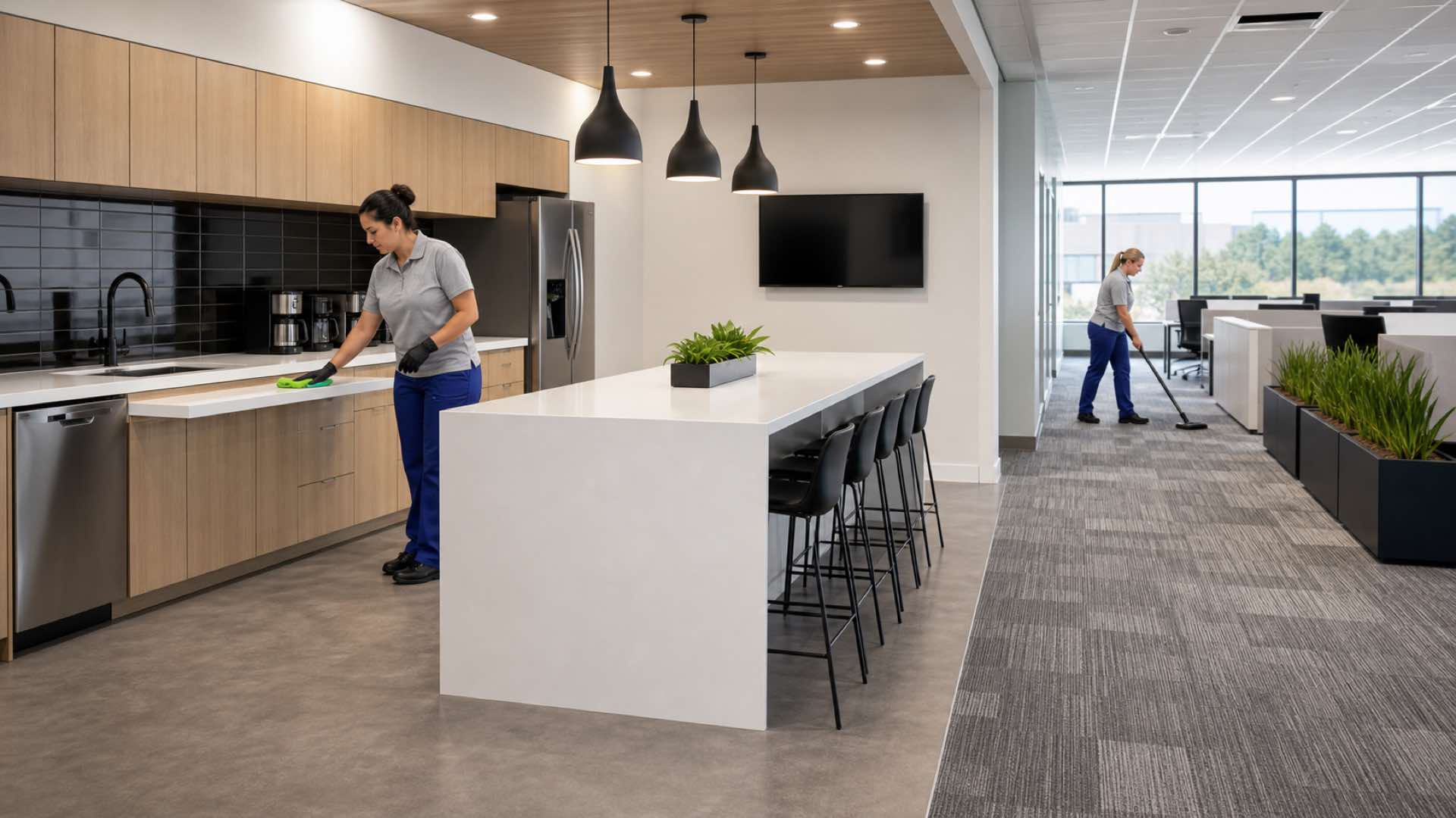 Office breakroom cleaned by DMC Cleaning Service